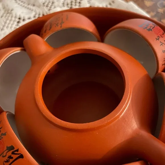 Yixing Zhusha Lidded teapot and 6 cups 1bowl Gongfu Tea set. - Picture 6 of 10